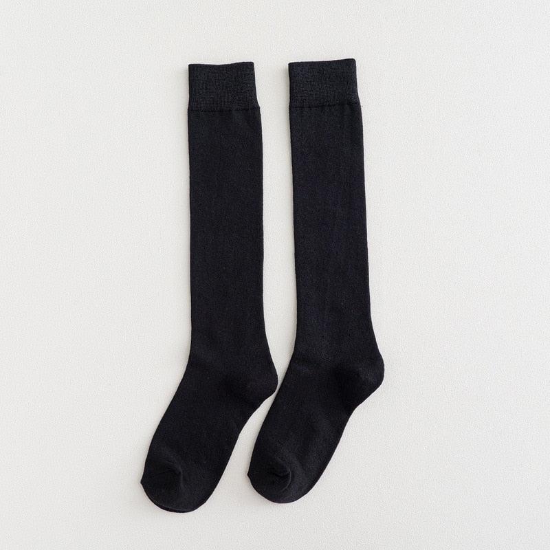 New Fashion Cotton Ladies Knee High Solid Color Socks Student Socks School Party Street Wear Dancing Socks High Quality Cotton Knee High Socks For Women