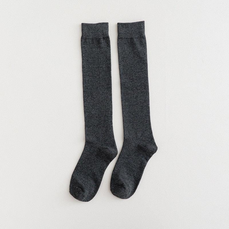 New Fashion Cotton Ladies Knee High Solid Color Socks Student Socks School Party Street Wear Dancing Socks High Quality Cotton Knee High Socks For Women