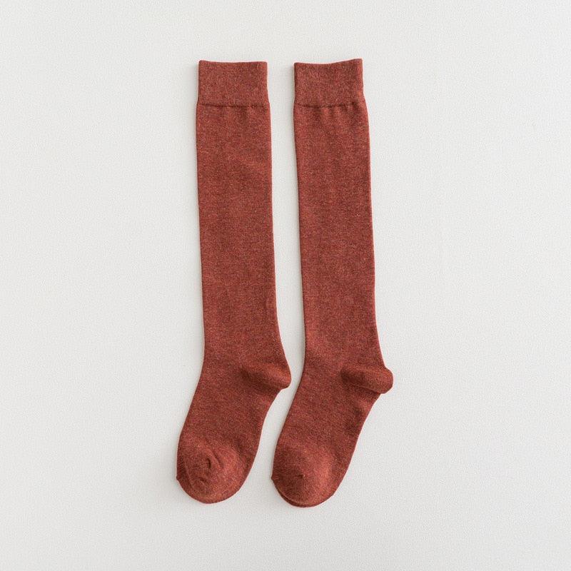 New Fashion Cotton Ladies Knee High Solid Color Socks Student Socks School Party Street Wear Dancing Socks High Quality Cotton Knee High Socks For Women