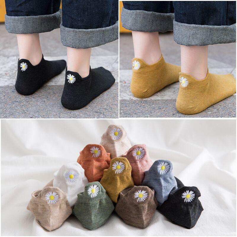 Summer Women's Socks Cute Flower Socks Simple Solid Color Socks Women's Long Socks Funny Breathable Socks For Men And Women